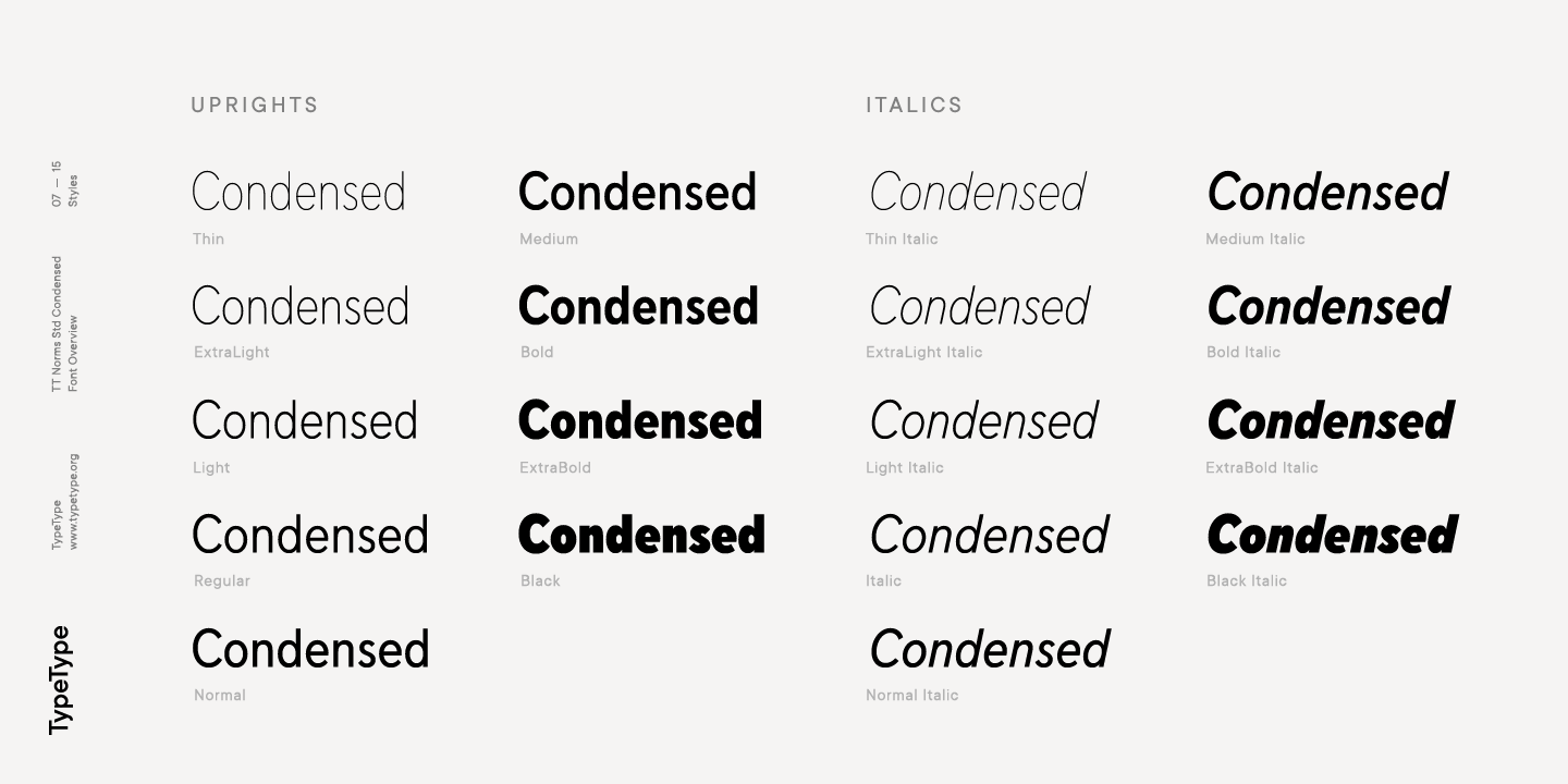 Пример шрифта TT Norms Std Condensed Italic